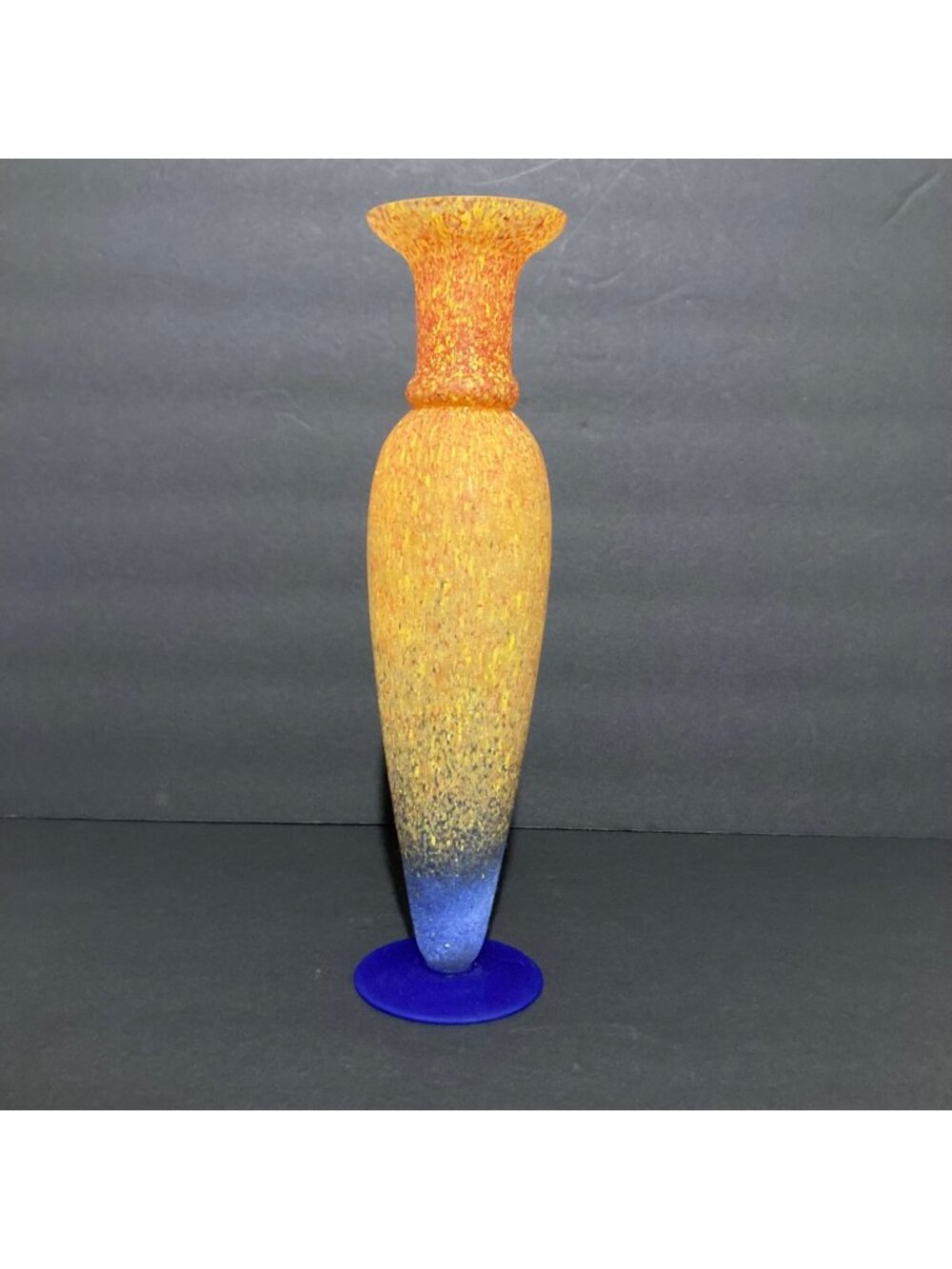 Scavo Like Texture Glass Candle Holder Ombre Gradient Colors Blue And Orange